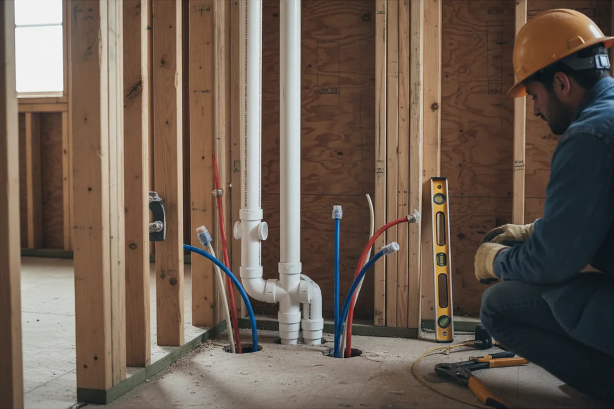 Drain and supply rough-in during Sump Pump Repair in Crescent